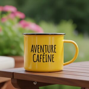 Mug Émaillé "Aventure Caféine"