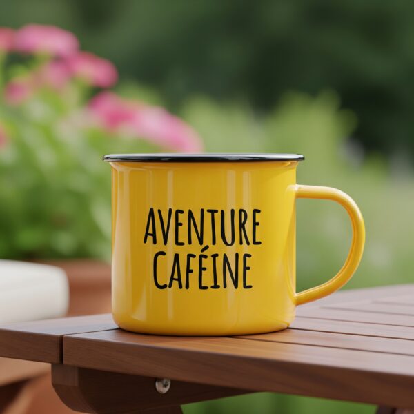 Mug Émaillé "Aventure Caféine"